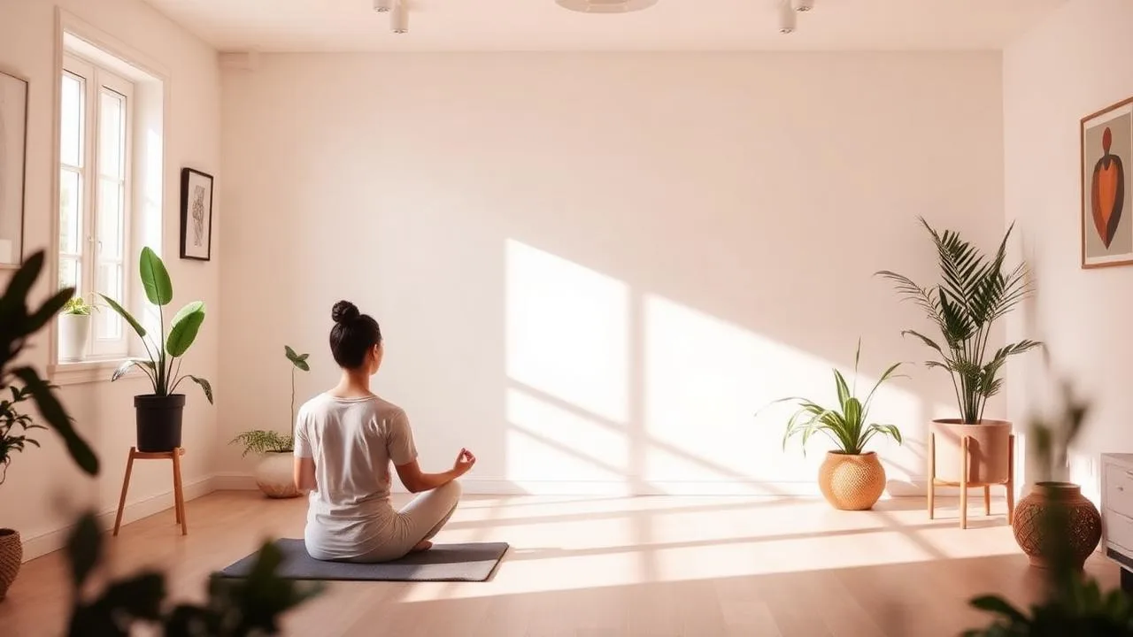 Mindfulness meditation practice in a serene wellness setting